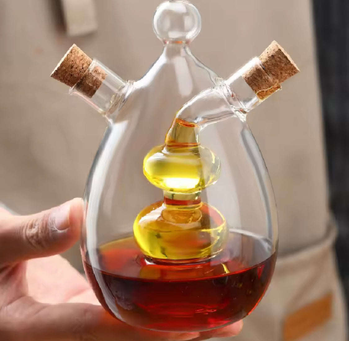 2 In 1 Glass Oil Bottle , Multipurpose Glass Bottle Jar, Creative Double Mouth Glass Seasoning Oil Pot, Double Oil Dispenser With Cork 2 In 1 Glass Oil Bottle , Multipurpose Glass Bottle Jar, Creative Double Mouth Glass Seasoning Oil Pot, Double Oil Dispenser With Cork